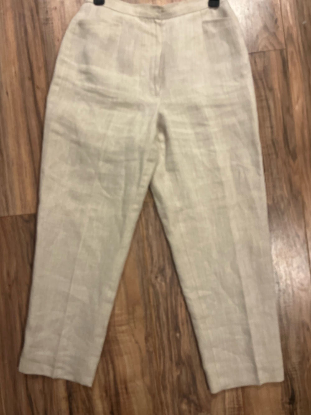Talbots Women's Linen Cream Tapered Trousers